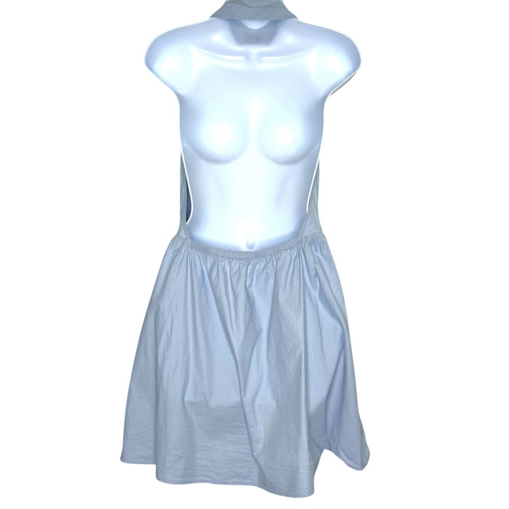 Reformation 10 Tabby Mini Dress Collared Blue Horizon Organic Cotton Open Back - Picture 3 of 11